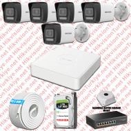 Hikvision İp 05 Kameralı Set 1080p Colorvu Mikrofonlu